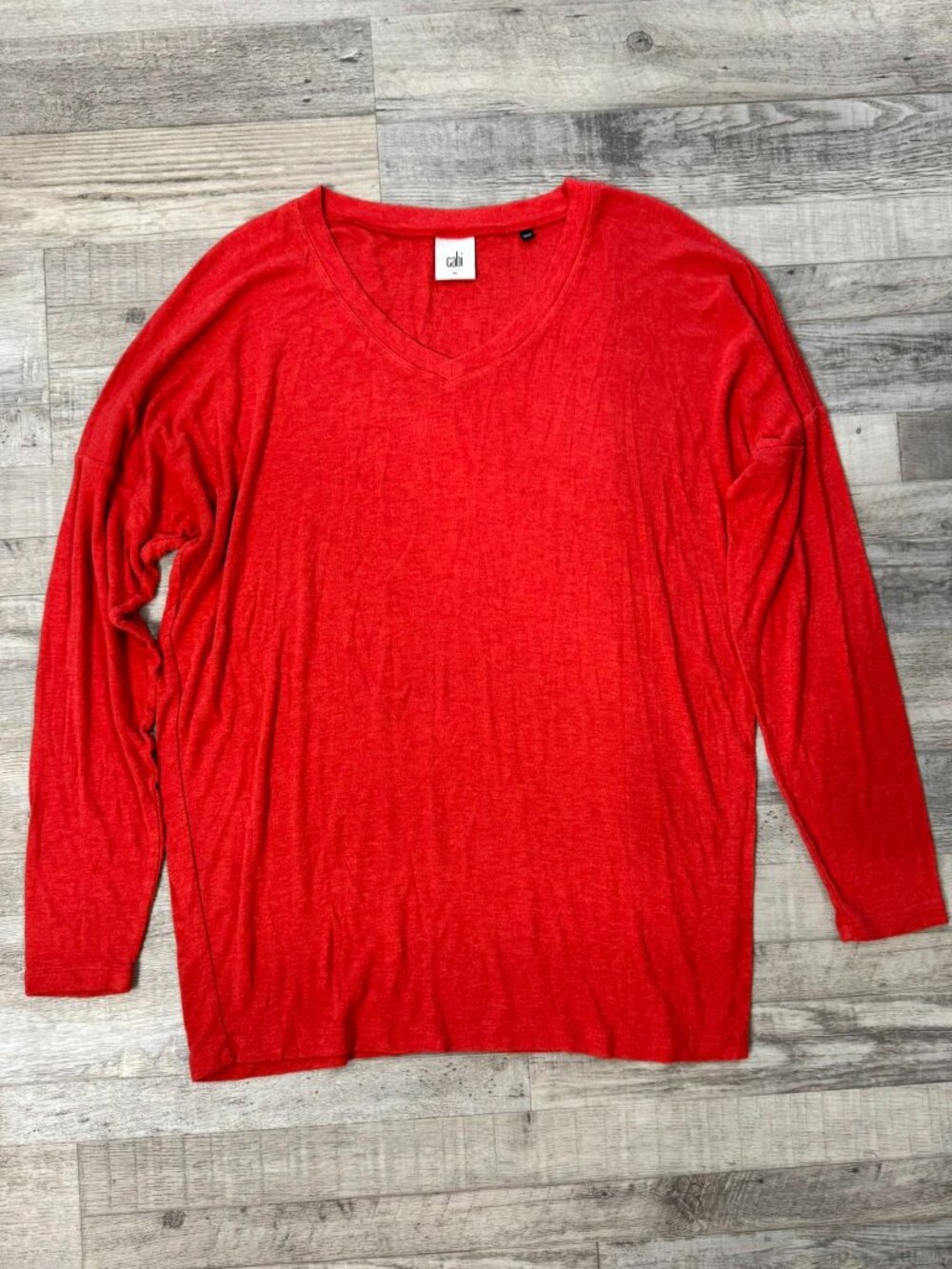 Cabi Red Knit Long Sleeve V-Neck Tunic Size Medium G32